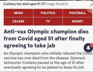 Read more about the article The Media admits that an Athlete died while vaccinated.