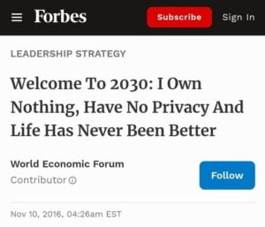 Read more about the article The plan of the WEF to abolish private privacy and ownership was given to us in plain sight back in 2016.