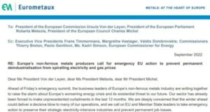 Read more about the article 40 CEOs of European Metal Producers have just warned of an existential threat to the industry in an open letter addressed to the EU – part 1.