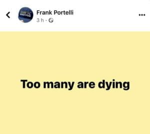Read more about the article Dr Frank Portelli is also noticing the fact that there are too many deaths.