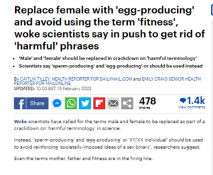 Read more about the article Woke scientists want to replace the terms “male” and “female” for “sperm-producing” and “egg-producing” so not to offend the LGBTIQA+