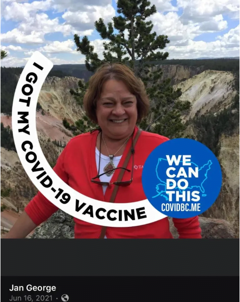 Read more about the article Jan George passed away unexpectedly. She was vaccinated with the Covid-19 vaccine.