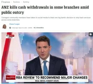 Read more about the article The banking saga continues: ANZ bank has withdrawn cash from many of its branches and is no longer giving cash to customers over the counter.