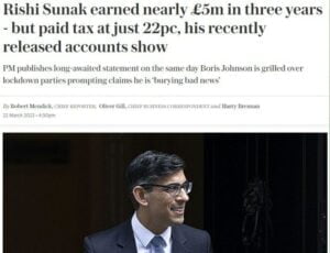 Read more about the article There are millionaire crooks in every country now. The situation is desperate by a millionfold – the tax hiking Prime Minister Rishi Sunak