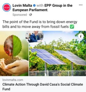 Read more about the article David Casa is in cahoots with the climate change agenda with the blessing of Lovin Malta’s sponsorship.