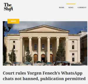 Read more about the article The ruling of Judge Edwina Grima regarding the published chats of Yorgen Fenech is another clear proof that evil doing goes unpunished.