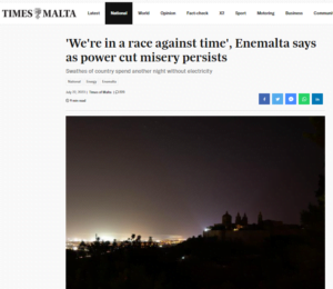Read more about the article The suffering that the Maltese people have to endure without electricity. Can the government tell us what is going on?