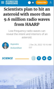 Read more about the article HAARP and its powerful bioweapons: when it hit an asteroid with more than 9.6 million radio waves