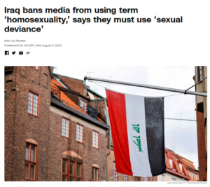 Read more about the article Iraq orders all media and social media companies operating in the Arab country to start using ‘sexual deviance’ instead of ‘homosexuality’