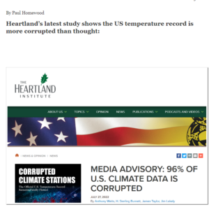 Read more about the article A study from the Heartland Institute has found that 96% of NOAA temperature sensors are corrupted and hence, the U.S. temperature record is fatally flawed