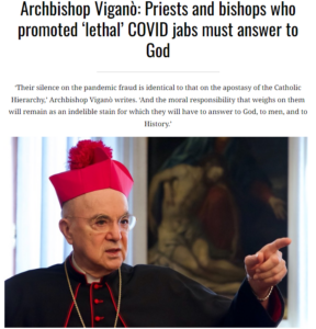 Read more about the article Archbishop Viganò: God will judge priests and bishops who advocated for the lethal and deadly COVID vaccines.