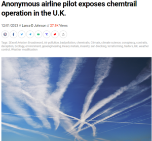 A U.K. chemtrail operation is revealed by an anonymous airline pilot