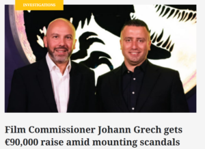 Read more about the article While educators were told that their pay rise must be sustainable, Film Commissioner Johann Grech gets an unsustainable pay rise in yet another corrupt practice by the Labour Government