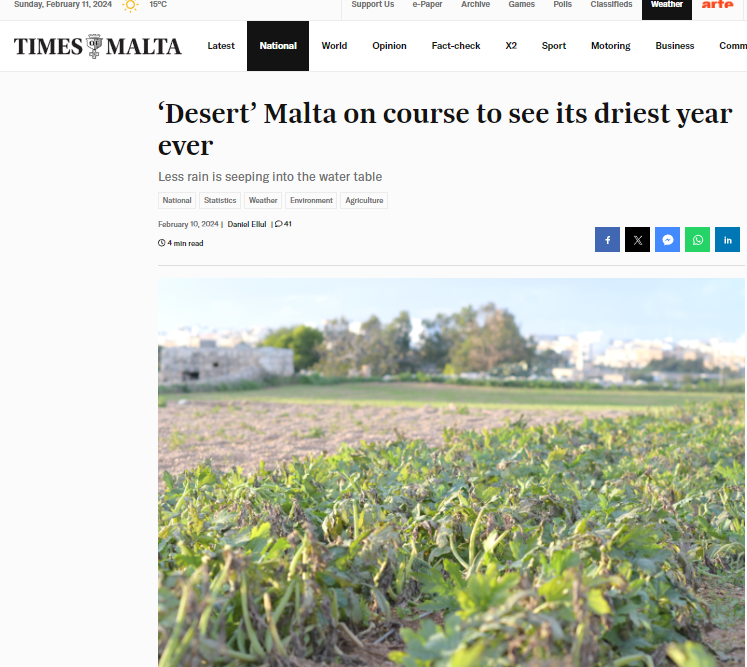 Read more about the article Times of Malta starts the propaganda of water scarcity