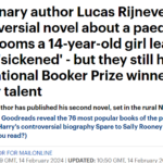 A novel which explores how a paedophile grooms his teenage victim still has its non-binary author hailed as a literary talent